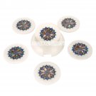 Marble Coffee Tea Coaster Set Semi Precious Gemstone Art Mosaic Home Decor H3563