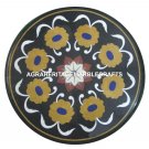 Black Marble Coffee Side Table Top Pietradure Floral Inlay Marquetry Decor H2450