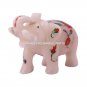 Marble Elephant Sign of Good Luck Floral Inlay Multi Stoneware Design Decor E42