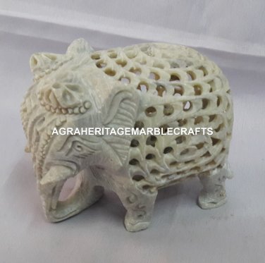 Marble Soapstone Natural Arts Indian Elephant Figurines Home Decorative&Acirc;&nbsp;H4213