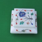White Marble Jewelry Storage Box Floral Precious Inlay Occasion Gift Decor H4519