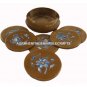 Round Handmade Marble Set of Coasters Marquetry Inlay Design Kitchen Decor M102