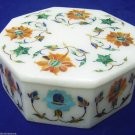 4"x4"x2" Marble Jewelry Box Real Hakik Inlay Floral Work Mosaic Arts Decor Gifts 4"x4"x2" Marble Jewelry Box Real Hakik Inlay Floral Work Mosaic Arts Decor Gifts