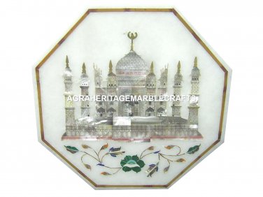 12" Marble Cofffee Table Top Inlaid TAJ MAHAL Pietra Dura Beautiful  Decor H1159