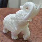 5" White Marble Elephant Undercut Inside Baby Elephant Fine Filigree Decor H665