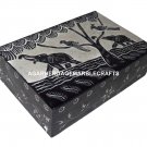 6"x4"x2" Marble Jewelry Box Elephant Bird Hand Carved Art Collectible Gift H1285