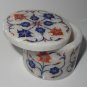 Marble Jewelry Box Lapis Lazuli Pietra Dura Floral Inlaid Beautiful Love Gifts