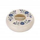 4" White Marble Ashtray Cigar Cigarette Lapis Inlay Floral Work Man Decor Gifts 4" White Marble Ashtray Cigar Cigarette Lapis Inlay Floral Work Man Decor Gifts