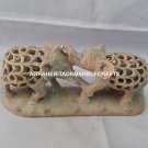 Designer Marble Baby Elephant Statue Lattice Work Showpiece Art Decorative H4209
