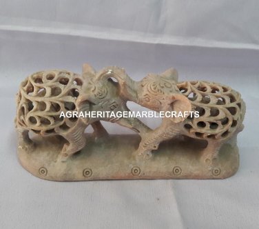 Designer Marble Baby Elephant Statue Lattice Work Showpiece Art Decorative H4209