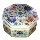 White Marble Jewelry Storage Box Real Gem Inlay Marquetry Work Room Decor Gifts