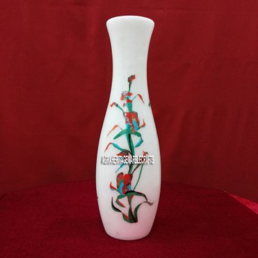 9'' Marble Flower Vase Malachite Gemstone Inlay Marquetry Decorative Gifts H3757