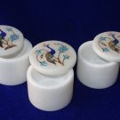 Round Marble Lapis Lazuli Peacock Art Handmade Jewelry Trinket Box Gifts For Her