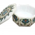 4"x4"x2" Marble Jewelry Box Trinket Handmade Pietra Dura Malachite Gifts H1108