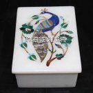 4"x3"x2'' White Marble Jewelry Box Malachite Floral Inlay Mosaic Peacock Decor 4"x3"x2'' White Marble Jewelry Box Malachite Floral Inlay Mosaic Peacock Decor