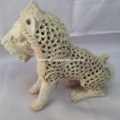 5" Marble Antique Lion Hand Carved Art Sign of Power Giving Gift Home Deco H4229