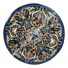 Black Marble Table Top Pietra Dura 55 Inches Round