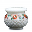 Marble White Handmade Flower Storage Vase Carnelian marquetry Floral Design Art