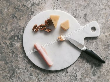 12" White Marble Chopping Cutting Board Handmade Art Modern Kitchen Decor E898