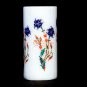 Marble White Handmade Pen Organizer Holder Lapis Inlaid Marquetry Floral Design