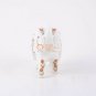 Marble White Trunk Up Elephant Carnelian Marquetry Floral Design Handmade Gift