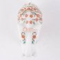 Marble White Trunk Up Elephant Carnelian Marquetry Floral Design Handmade Gift