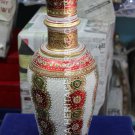 14" Hand Painted Marble White Flower Vase Jaipur Rajasthani Design Decor H5741