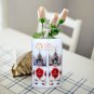 Marble White Pen Organiser Holder Inlaid Taj Mahal Marquetry Floral Design Decor
