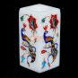 Marble White Handmade Pen Storage Holder Collectible Lapis Peacock Inlaid Decor