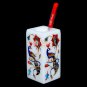 Marble White Handmade Pen Storage Holder Collectible Lapis Peacock Inlaid Decor