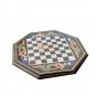 Black Marble Top Chess Custom Table Top Set Mosaic Inlaid Marquetry Floral Arts