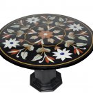 24" Black Marble Coffee Table Top Marquetry Handmade Corner Table With Stand Art 24" Black Marble Coffee Table Top Marquetry Handmade Corner Table With Stand Art