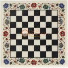 Marble White Handmade Indoor Chess Game Multi Stone Floral Design Birthday Gifts