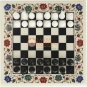 Marble White Handmade Indoor Chess Game Multi Stone Floral Design Birthday Gifts