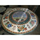 24" Green Marble Round Coffee Bedroom Table Top Marquetry Inlay Home Decor H4920