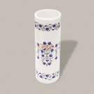 White Flower Vase Handmade Lapis Inlaid Marqutery Floral Design Collectible Gift