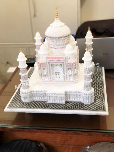 18" Marvelous Marble White Taj Mahal Statue Memorable Gift Show Piece Decor E871