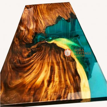 Resin Epoxy Walnuts Coffee Dining Table Top Live Edge Handmade Design Home Decor