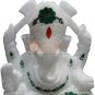 6" Marble Idol God Ganesha Sculpture Malachite Floral Inlay Art Veterans Gifts