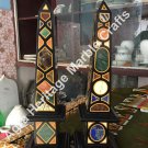 15" Pair of Monumental Marble Obelisks with Italian Pietre Dure Decorative Arts