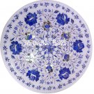 12" White Marble Serving Tray Plate Pietradure Lapis Inlay Home Decor Gifts Art