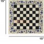 Marble White Indoor Chess Game Decorative Lapis Inlaid Marquetry Floral Design