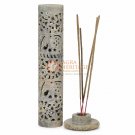 10.5" Marble Candle & Incense Stick Storage Lattice Intricate Work Home Decor