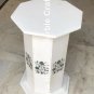 29"x15" White Marble Pedestal Stand Base Pauashell Turquoise Inlay Decor E574