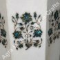 29"x15" White Marble Pedestal Stand Base Pauashell Turquoise Inlay Decor E574