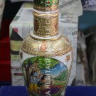 14" White Marble Flower Vase Pot Radha Krishna Gold Painted Art Gift Decor H5743