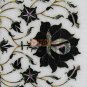 12"x12" White Marble Wall Floor Tile Black Inlay Floral Design Living Wall Decor