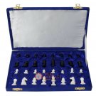 King Size 2" Marble Chess Pieces With Blue Velvet Box Handmade Chess Lovers King Size 2" Marble Chess Pieces With Blue Velvet Box Handmade Chess Lovers