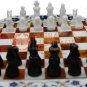 Marble White Handmade Chess Indoor Game Chess Set Board Carnelian Mosaic Inlaid