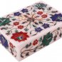 6"x4"x2" Marble White Handmade Jewelry Box Semi Precious Inlaid Veterans Gift